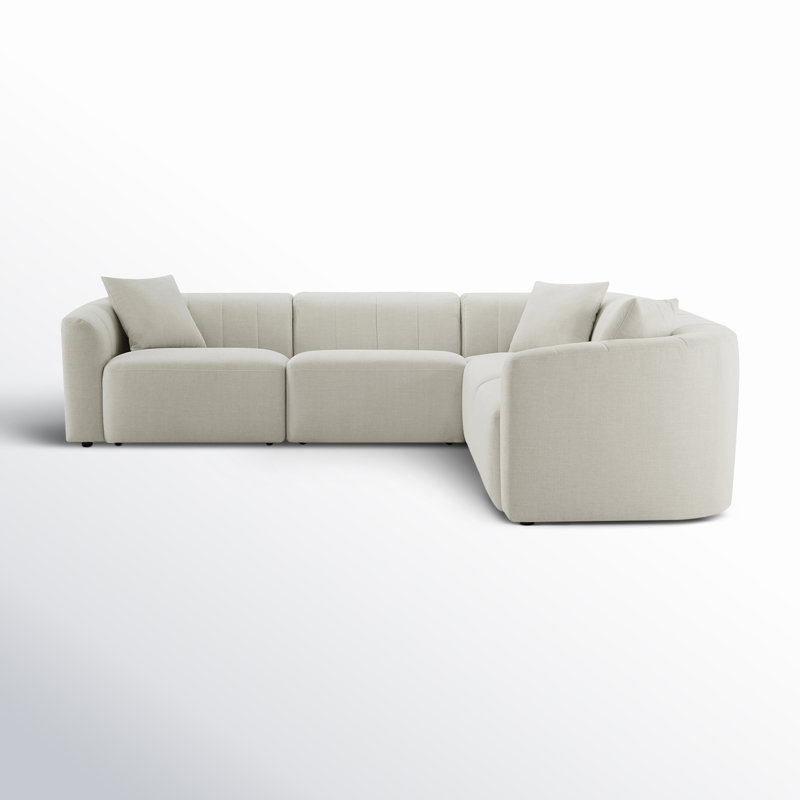 Canapé modulaire 5 pièces avec coussins réversibles Augustine, Tissage crème Luna Performance
