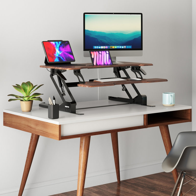 Mount-It Standing Desk Converter with 38" Desktop, Brown