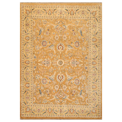Lerlene One-of-a-Kind Rectangle:6'x8'7'' Wool Area Rug in Caramel