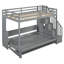 Lit escamotable double au-dessus de double avec élévateur hydraulique, bureau et rangement - Lit superposé peu encombrant pour enfants et petites pièces, gris-1462909782