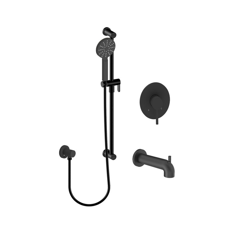 Ensemble de robinet de baignoire et douche Vilma-Bk, Noir mat