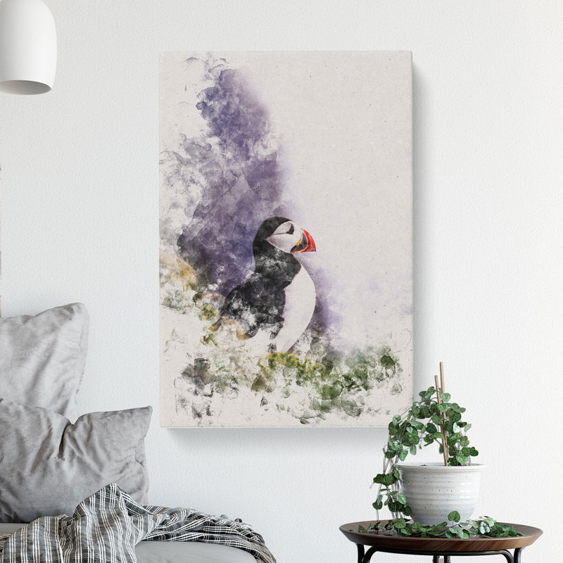 Atlantic Puffin Birds Vol.7 Watercolour, 35cm H x 40cm W x 3cm D