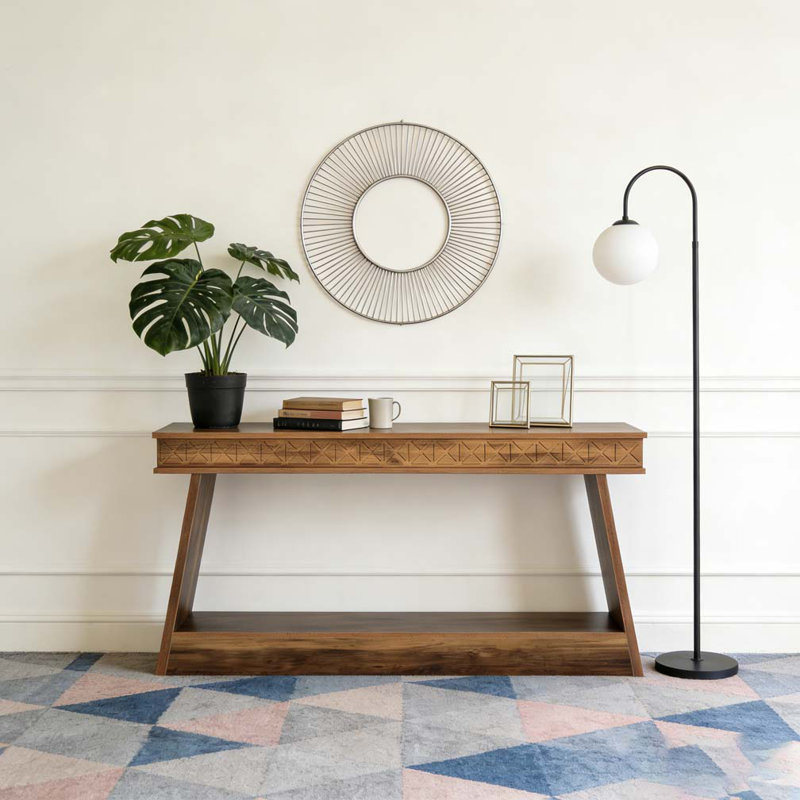 Farmhouse Sofa Table Console Table Entryway Table with Storage, Brown