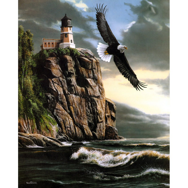 Eagle Over Lighthouse, 18" H x 15" W