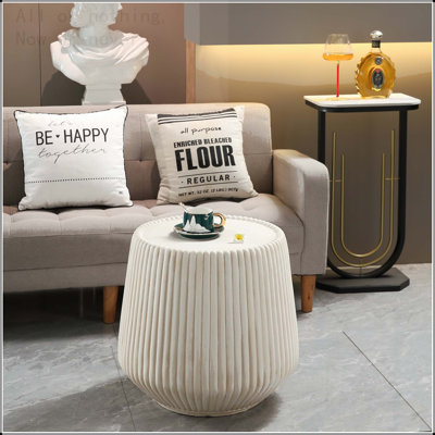 Fluted Coffee Table in Off-White Magnesium Oxide