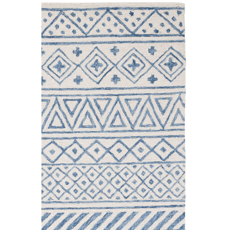 Metro Hand Tufted Wool/Cotton/Latex Rug in Blue, Runner 2'3" x 9'