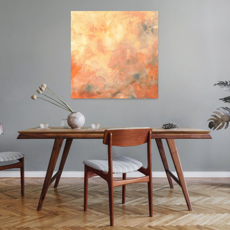 Art contemporain contemporain, art abstrait d'automne, H 32 po x l 32 po, Orange