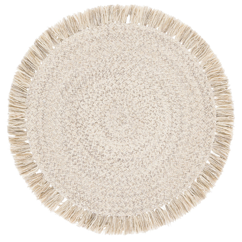Braided Hand Woven No Pattern Indoor Rug, 3'-0" x 3'-0" Round