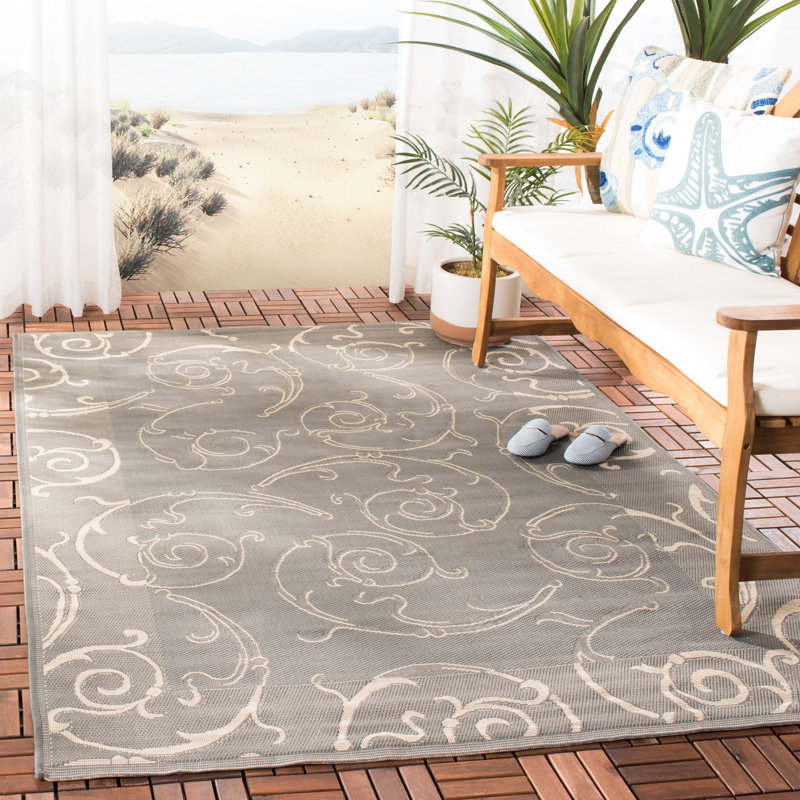 Tapis gris intérieur / extérieur Mullen, Rectangle 6 pi 7 po x 9 pi 6 po