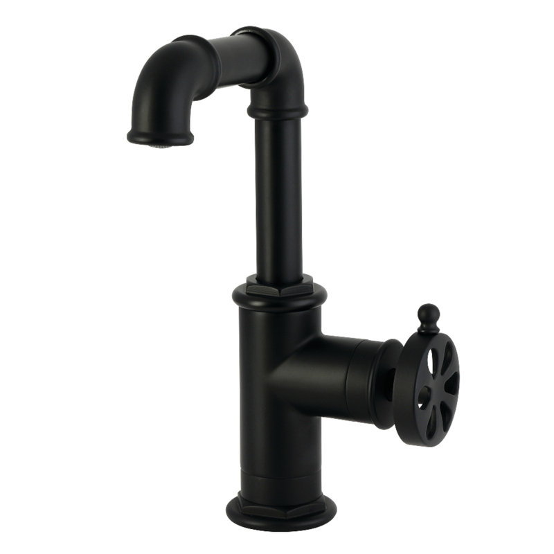 Robinet de salle de bain 1 poignée à un trou avec bonde à poussoir Kingston Brass Kingston, Noir mat