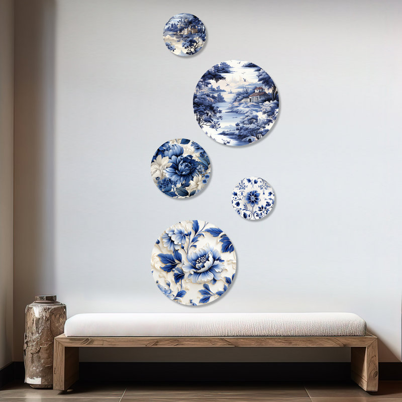 Anson - ensemble d'art mural floral rond 5 pièces