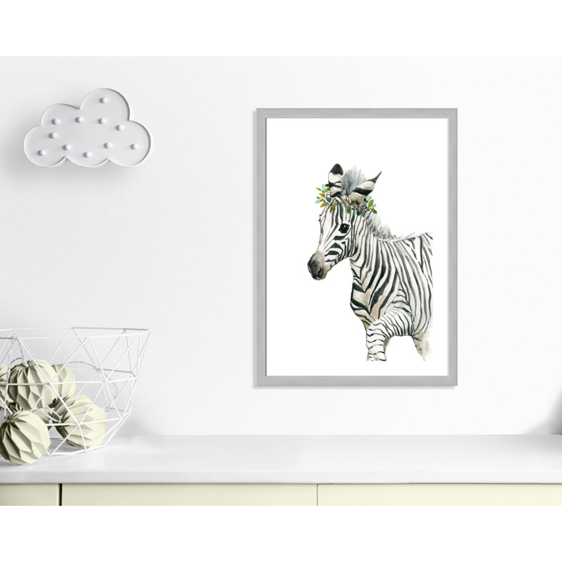 «Savannah Zebra», art encadré, H 36,5 po x l 26,5 po x P 0,625 po, Cadre argenté