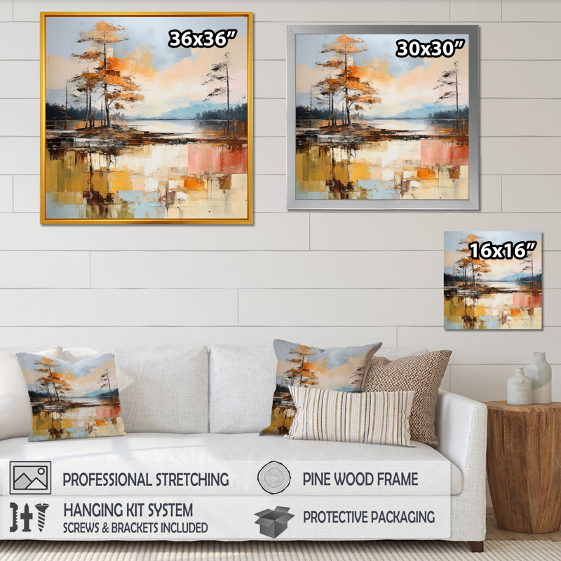 «Lake Summer Charm» sur toile, Cadre naturel flottant, H 30 po x l 30 po x P 1 po