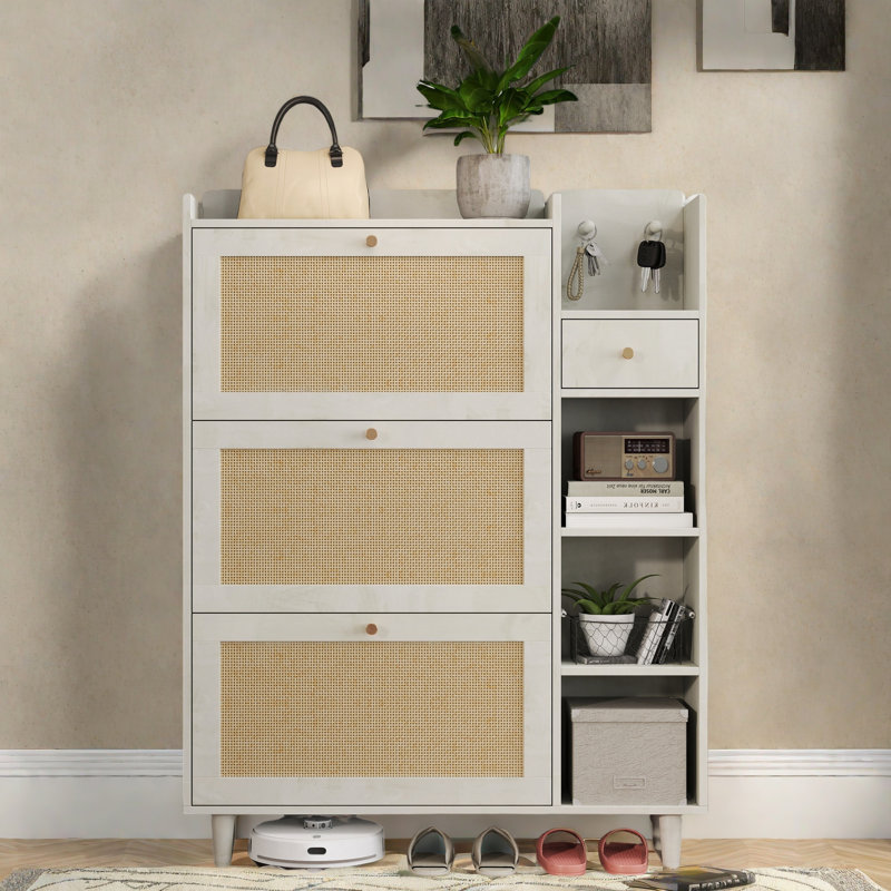 Armoire à chaussures de style bohémien, Range-chaussures, Blanc antique