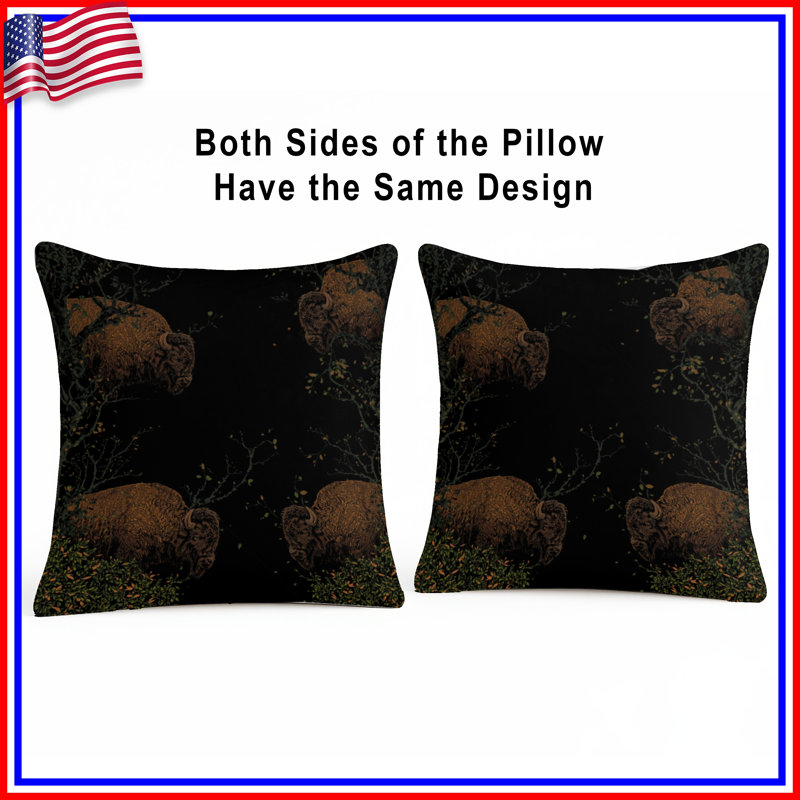 Coussins Buffalo In Woodland Scene, 16 x 16 pouces