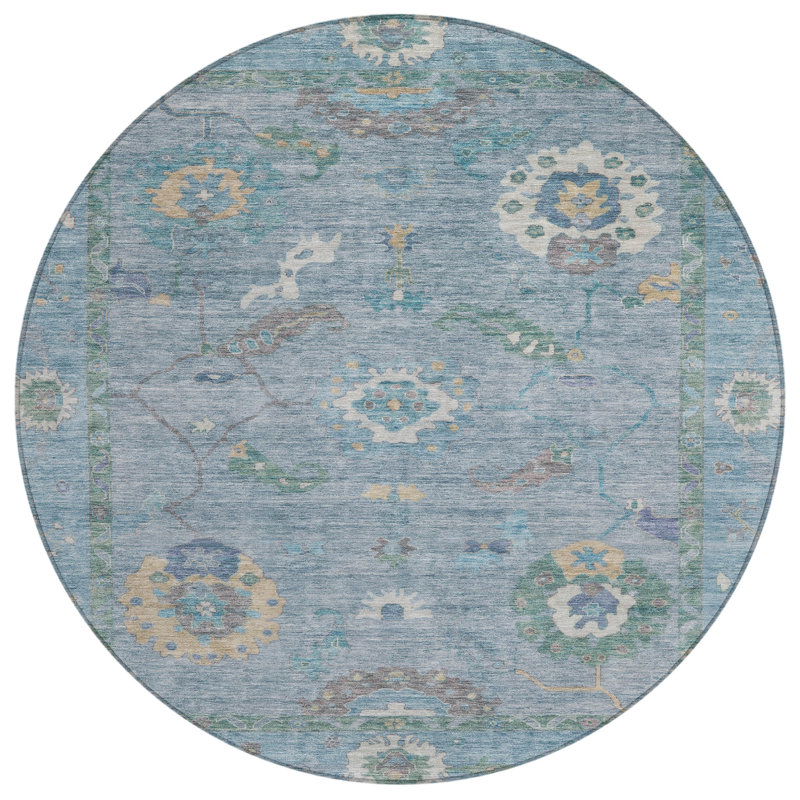 Machine Washable Indoor/Outdoor Kaczor ACN2229 Global Rug, Round 8'