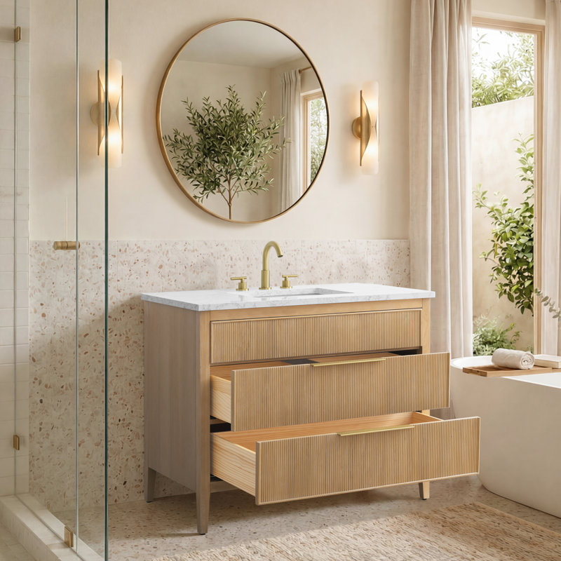 Emma 42" W Single Vanity, Classic Oak