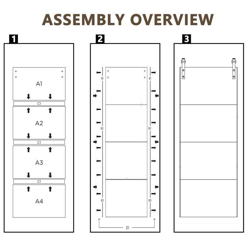 Black Barn Door Design - 4 Lite DIY Assemble Solid Wood Prefinished with Installation Hardware Kit, 36" x 84"