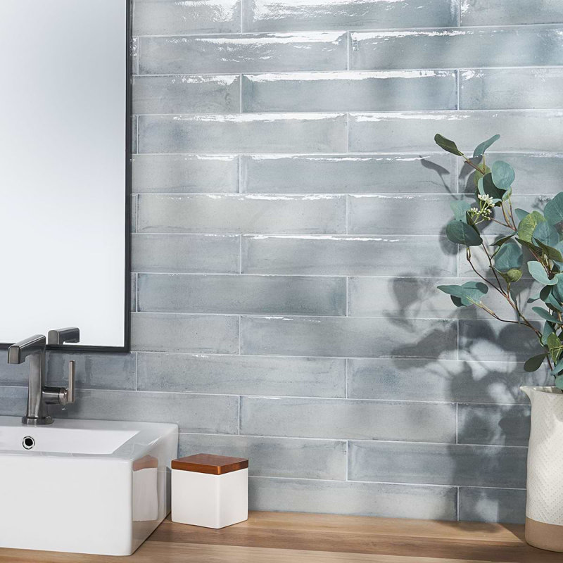 Paint 3x16 Glossy Porcelain Tile, Azur Blue