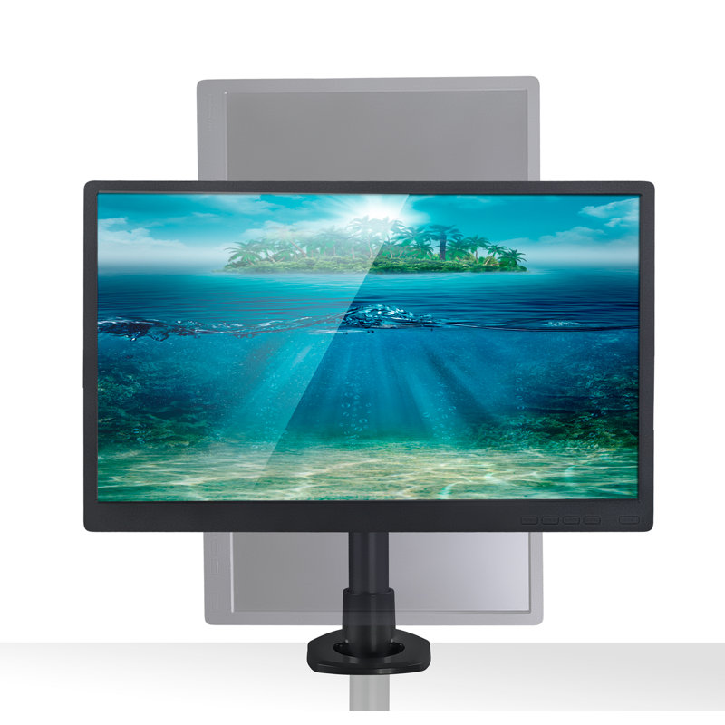 Black Adjustable Single Monitor Desk Mount with C-Clamp