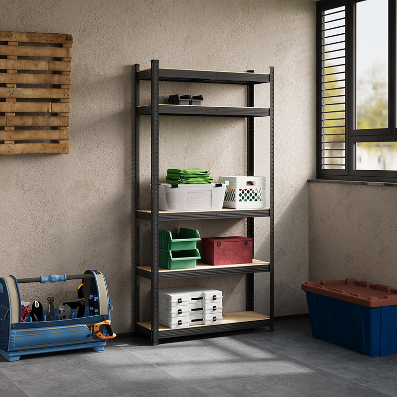90cm W Metal Storage Rack, Black