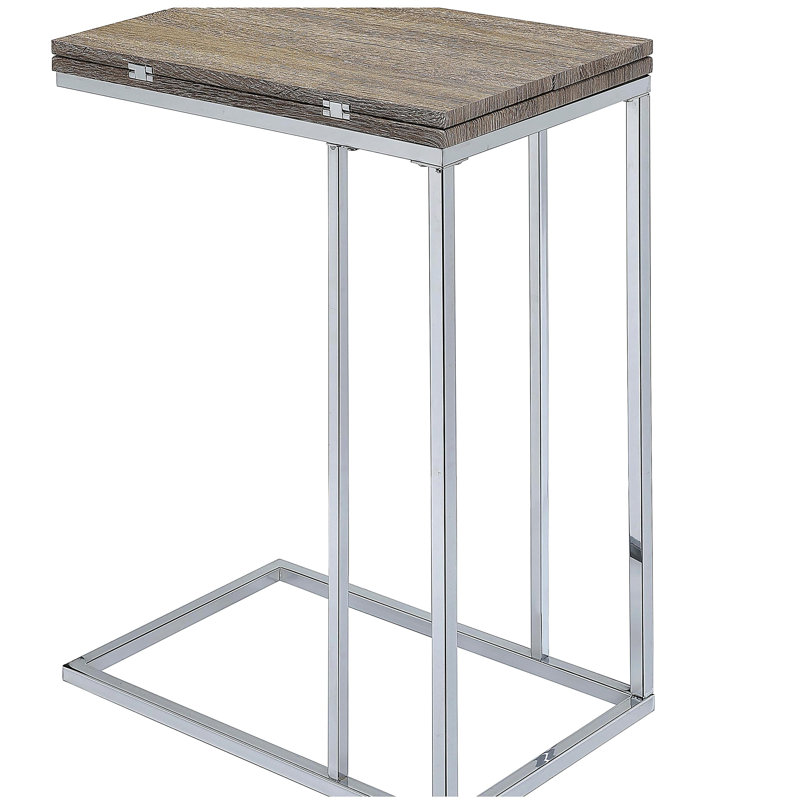 Weathered Oak and Chrome Side Table