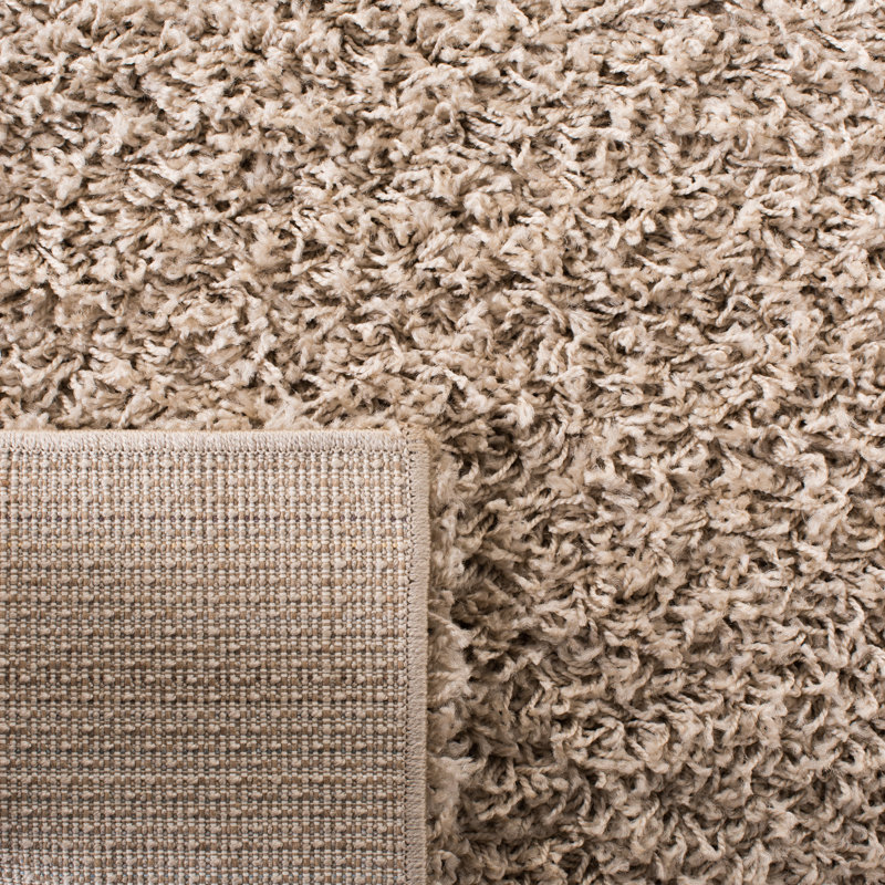 Athens Beige Synthetic Shag Runner Rug 2'3" x 8'