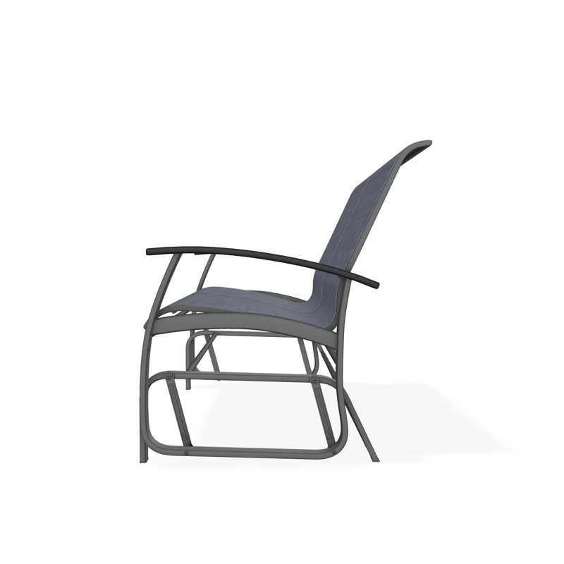Belle Isle Sling Aluminum Frame 2-Seat Glider with Marine Grade Polymer Arm Accent, Graphite, Smoke