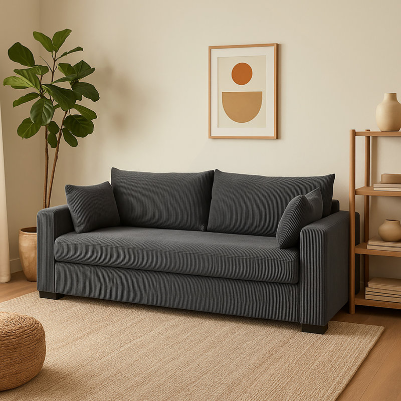 Canapé rembourré avec assise profonde, canapé moderne, Gris foncé