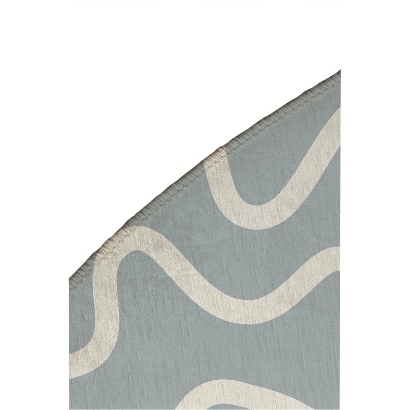 Squig Non-Slip Outdoor Rug, Round 5'