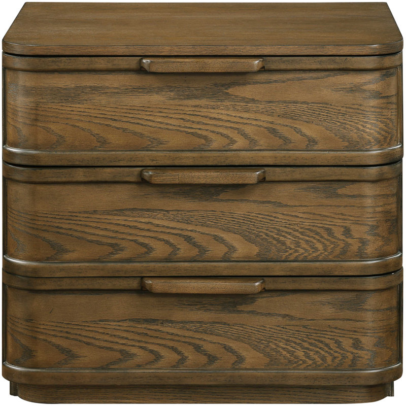 Table de chevet en placage de chêne Tiberio et bois massif, Brun