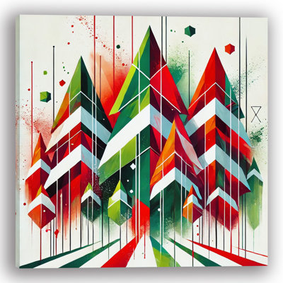 Vibrant Holiday Forest: Abstract Christmas Tree Wrapped Canvas Print