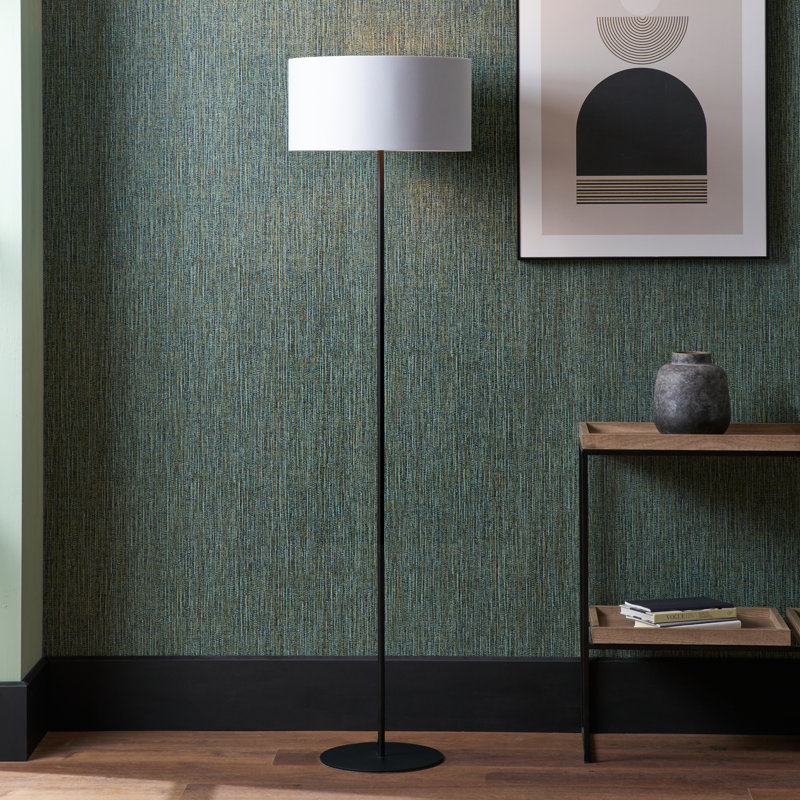 Sundari 159cm Traditional Floor Lamp, Matt Black, Ivory