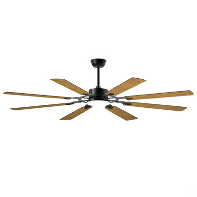 72-Inch 8-Blade Large Ceiling Fan,Reversible Quiet DC Motor,Indoor/Outdoor Modern Ceiling Fan,Suitable For Kitchen,Living Room And Terrace,Black.