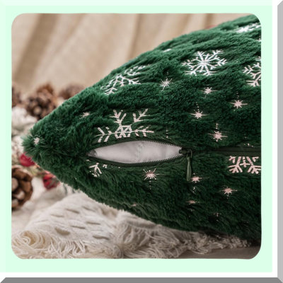 Snowflake Glitter Green Pillowcase Set - Soft Decorative Throw Pillow Covers for Couch, Sofa, Bed - Cute Room Decor - Pack of 2