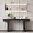 Spacious Minimalist Console Table - Real Wood Veneer Entryway Sofa Table with Storage, Black-96587381