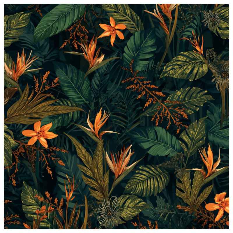 Tropical Foliage Pattern Duvet Covers, King