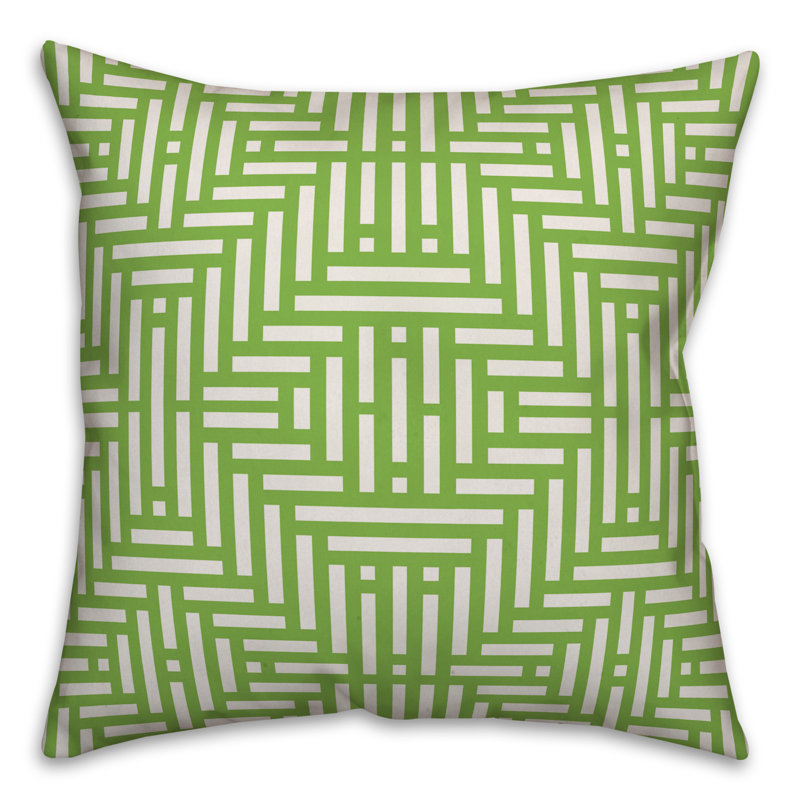 Coussin Aztec Lime, 18 po x 18 po, Pas de bourre, Vert pâle / blanc cassé