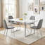  Table de salle à manger rectangulaire Modern Glam ultrabrillante avec pieds géométriques en métal-1015117288