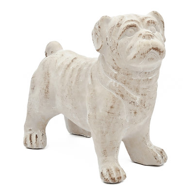 8.5X4.5X8" Standing Bulldog Figurine With Natural Beige Finish