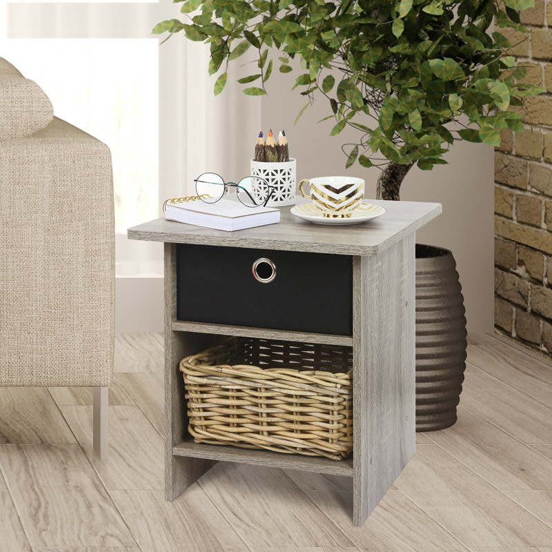 Table de bout avec rangement Brigette, Gris chêne français