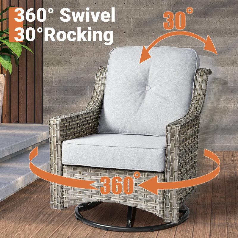 Emanuell 5 - Person  Patio Conversation Sets, Premium All-Weather Wicker Patio Sofa Set with Cushions, Light Gray
