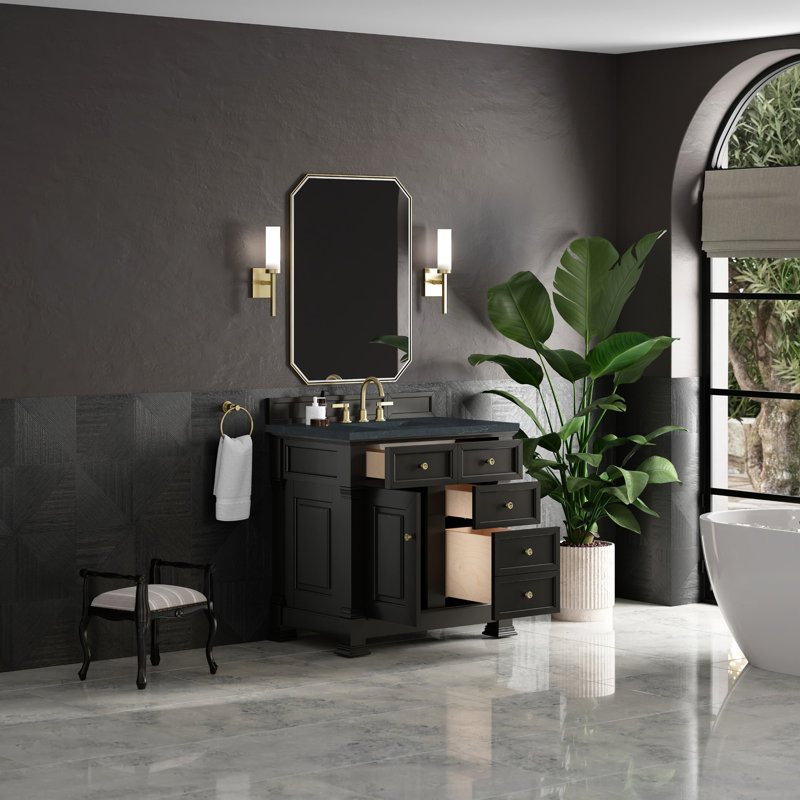 Brookfield 36'' W Single Vanity, Black Onyx, Charcoal Soapstone, Widespread