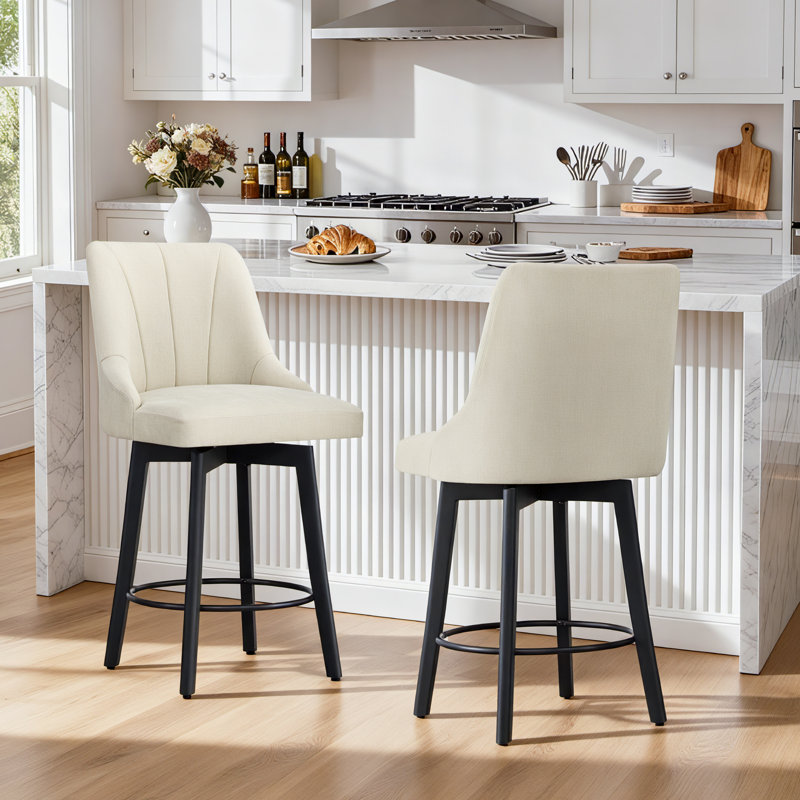 Swivel Upholstered Counter Stool, Beige