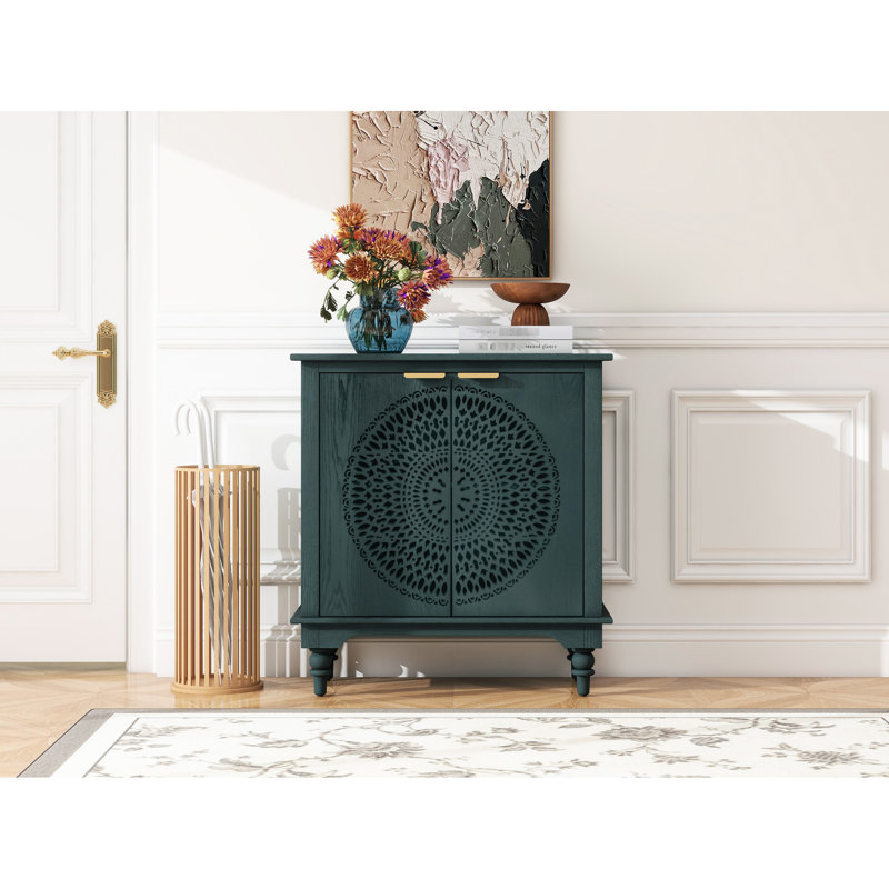 Armoire décorative à tablette réglable pour chambre à coucher avec texture naturelle - panneau arrière noirâtre à 2 portes
