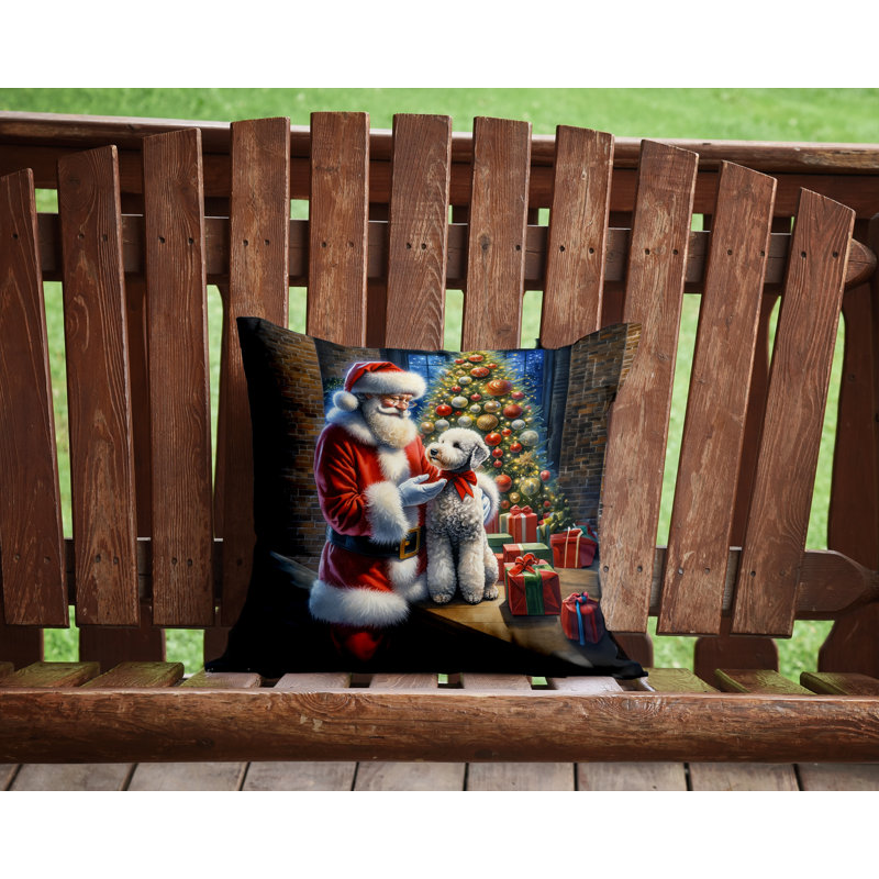 Coussin Bedlington Terrier and Santa Claus, H 14 po x l 14 po