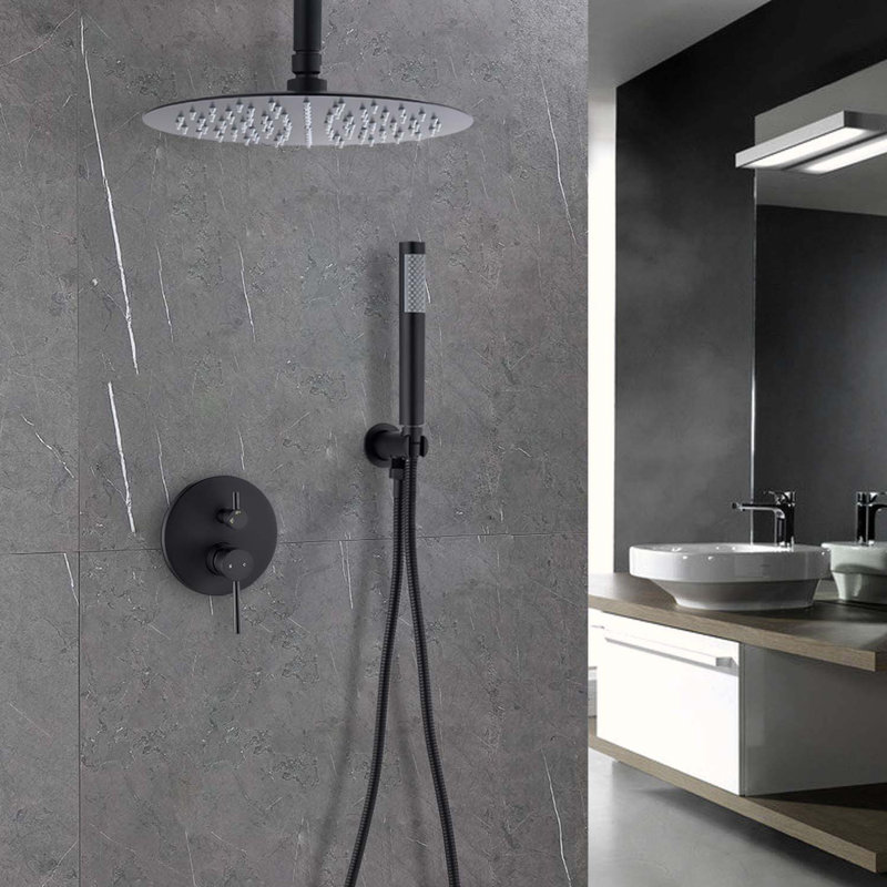 Complete Shower System with Rough in-Valve, Matte Black