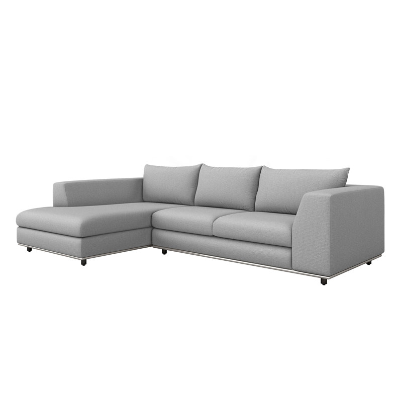 Canapé et méridienne de 112 po de largeur Comodo, Orienté à gauche (vu de face), Noyer, Fresque 100% polyester