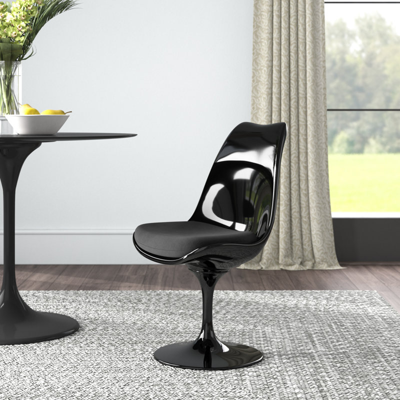 Style Dining Chair with Cushion, Black, Black