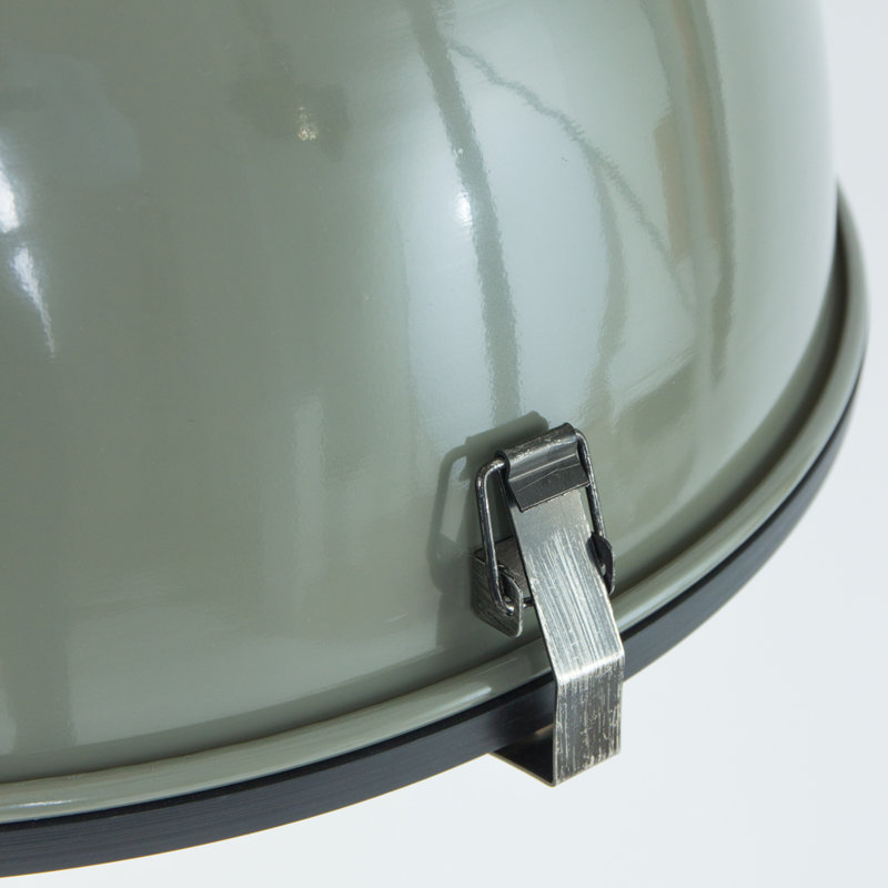 South Gate 1 - Light Matt Aluminium Bowl Pendant, Green